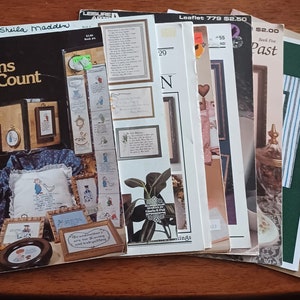 Cross stitch big lot of 11 vintage cross stitch booklets/traditional embroidery charts pattern books/friends cross stitch patterns/charted image 1