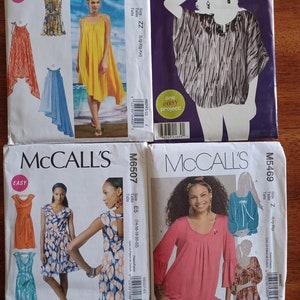 SEWING Lot of 4 large xl to plus size summer dress patterns/Simplicity dress pattern/dresses sewing patterns/uncut dresses tops patterns