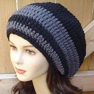 Slouchy Hat women/black dark gray slouchy beanie women/smaller dread tam hat men/Slouch Beanie women/ men beanie/winter hat women or men hat