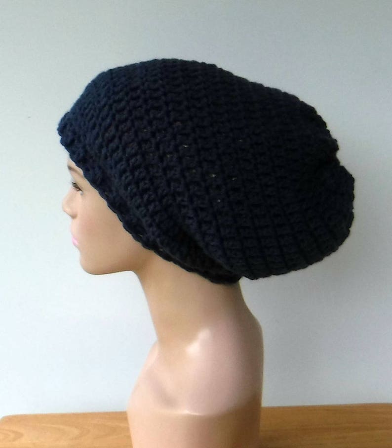 2 in 1 Dread tube or slouchy hat woman tube hat for dreadsdrawstring slouchy hat dreadlocks beanie with open backdark denim blue tam hat