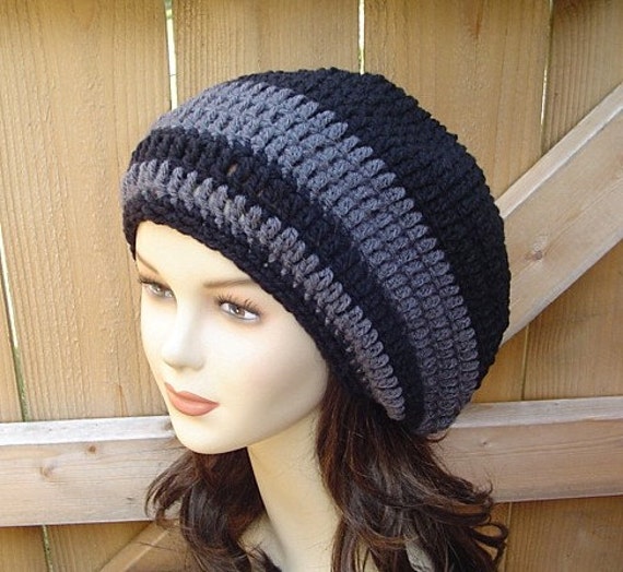 Slouchy Hat Black Dark Gray Slouchy Beanie Baggy Small Etsy