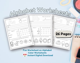 Uppercase Alphabet Tracing Practice Worksheet Letter Tracing Handwriting Worksheet Preschool Learn ABC Lowercase Letter Printable Download