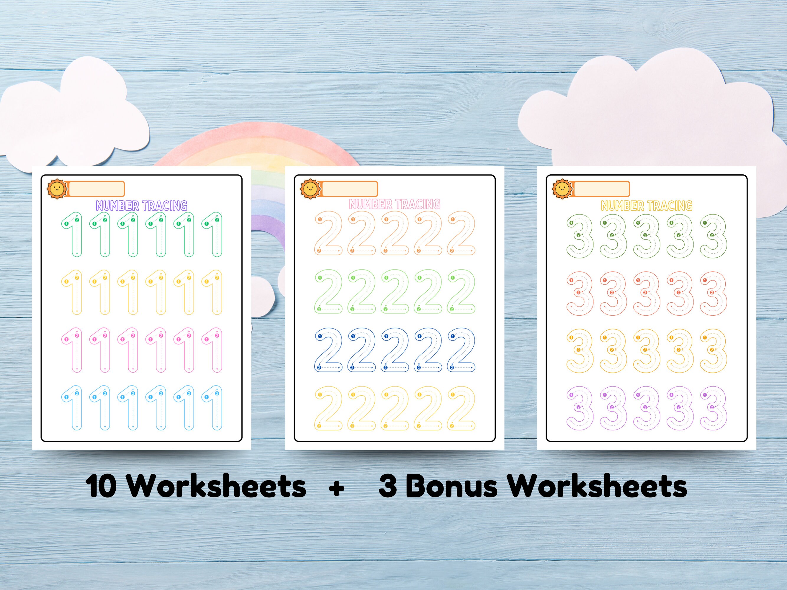 Tracing Numbers 1- 10 Worksheets Printable Number Tracing Handwriting ...