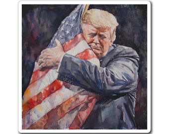 Trump 2024 Hugging Flag Make America Great Again MAGA Magnet