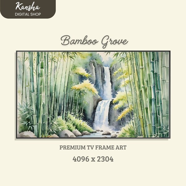 Samsung Frame TV Art Japanse Bamboe Schilderij Kyoto Tv Art Aquarel Frame Tv Art Arashiyama Bamboe Bamboe Bos Frame Tv Art Zomer