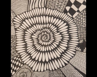 Zantangle Circle- Ink Drawing