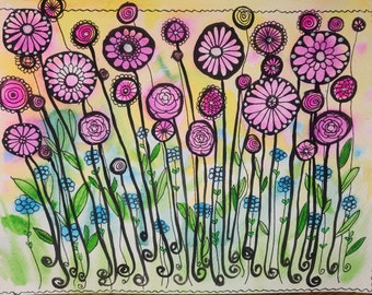 Pink Posies- Watercolor Painting