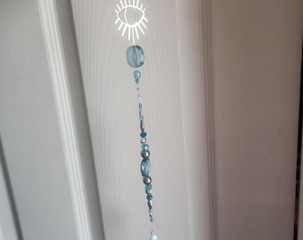 Beaded Suncatcher Strand with blue beads and eye charm