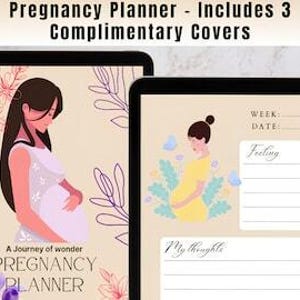 May include: A pregnancy planner with a floral design and the text "A Journey of Wonder Pregnancy Planner". It includes three complimentary covers.