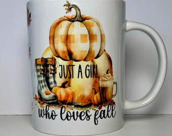 Taza de otoño, Latte de calabaza y especias, taza de café de cerámica de 15 oz