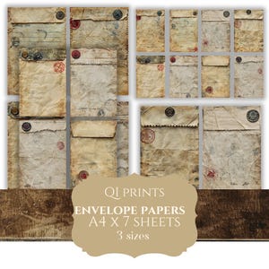 Envelope digital papers, Vintage envelope papers, Retro digital papers, Digital Download, Instant download, printables, Envelope, Old paper