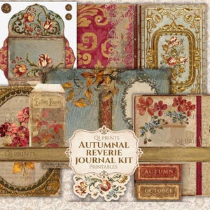 Autumnal Reverie Journal Kit, Vintage Autumn Junk Journal Kit, French Victorian Printable Papers, Fall Ephemera, Digital Download