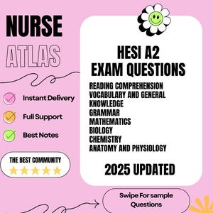HESI A2 Exam Questions All the sections 2025