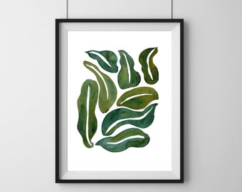 Botanical Green Leaves 3 (digital watercolour print)