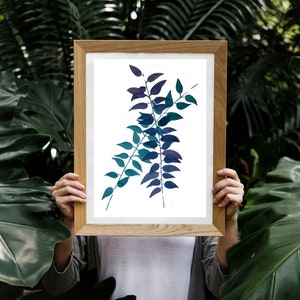 Botanical Twigs Blue (digital watercolour print)