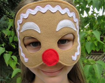 Cookie Mask - Gingerbread Man Mask - Felt Mask - Christmas Costume - Dress Up