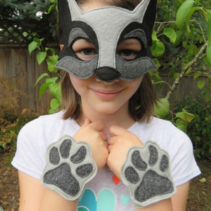 Paw Cuffs Animal Paw Prints Paw Wristbands Animal Mask Add On Dog Wolf Bear Child Size image 4