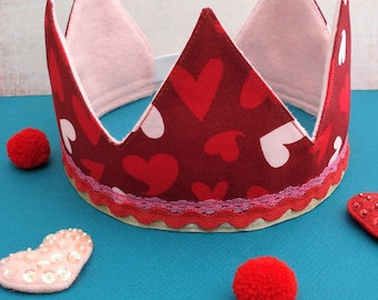 Queen of Hearts Crown - Heart Crown - Birthday Party Crown - Princess Crown - Valentine Headpiece - Fairytale Role Play - Dress Up