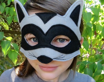 Raccoon Mask - Woodland Mask - Animal Mask - Dress Up - Costume Accessory - Child Size