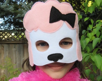 Pink Poodle Mask - Dog Mask - French Poodle - Dog Costume - Animal Mask - Girls Halloween Mask