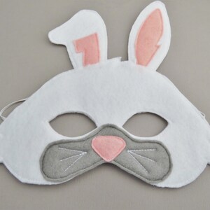 White Rabbit Mask Bunny Mask Woodland Animal Forest Animal Dress Up Easter Bunny Halloween image 6