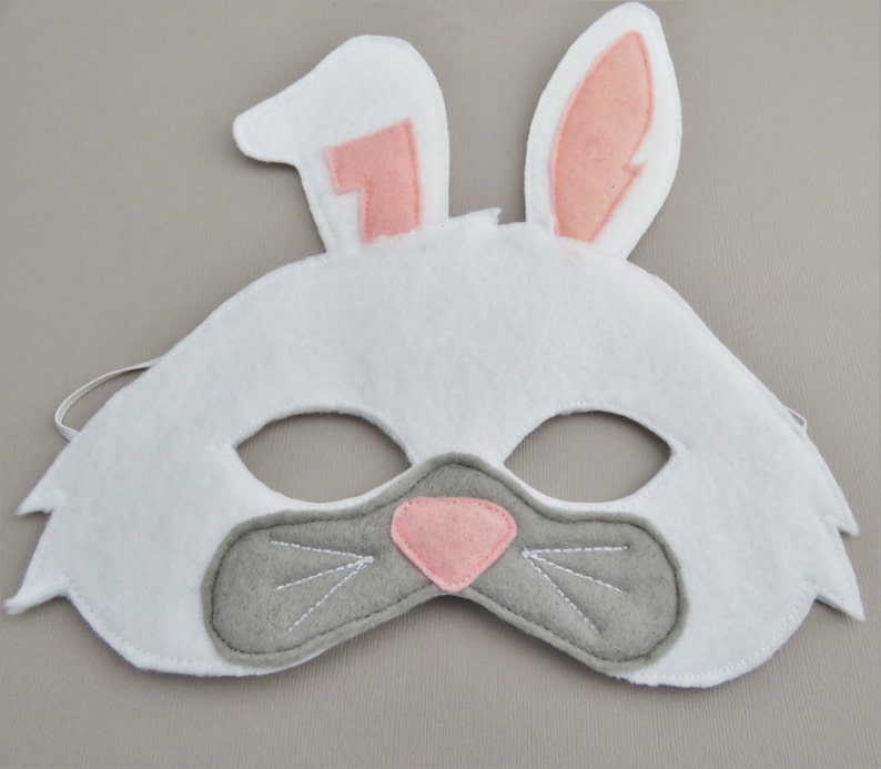 White Rabbit Mask Bunny Mask Woodland Animal Forest Animal Dress Up Easter Bunny Halloween image 6