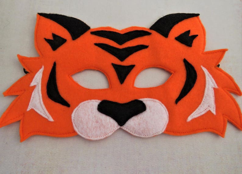 Felt Tiger Mask Orange Tiger Mask Cat Mask Tiger Costume Accessory Jungle Animal Animal Mask Kid Adult image 5