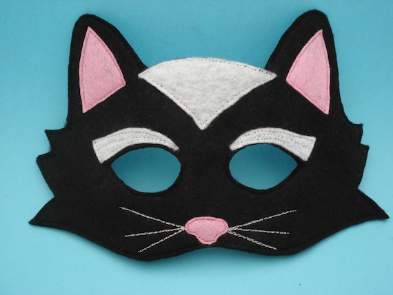 Kids Cat Mask Felt Mask Kitty White , Black Costume Dress up