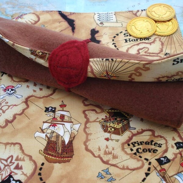 Mapa del tesoro - Mapa pirata de tela - Pirata Party Favor - Mapa de aventura - Pirate Party - Mapa de juguetes - Simular juego - 7 1/2" por 8" - El último