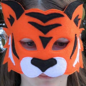 Felt Tiger Mask Orange Tiger Mask Cat Mask Tiger Costume Accessory Jungle Animal Animal Mask Kid Adult image 6