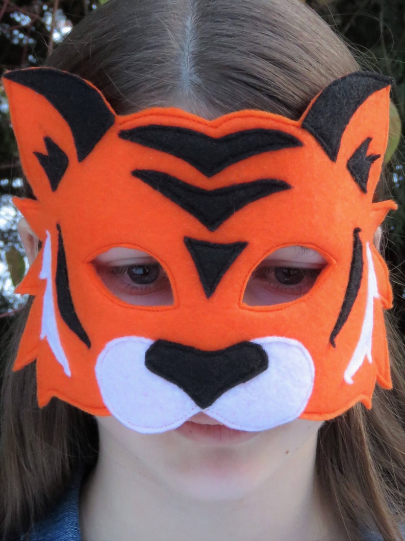 Felt Tiger Mask Orange Tiger Mask Cat Mask Tiger Costume Accessory Jungle Animal Animal Mask Kid Adult image 6