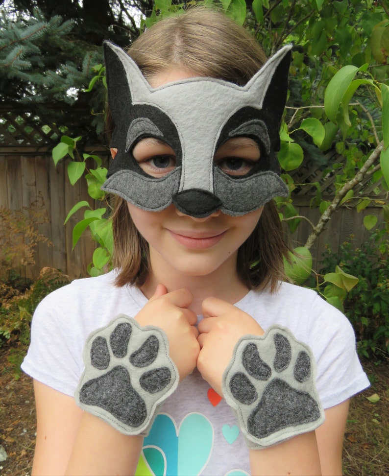 Paw Cuffs Animal Paw Prints Paw Wristbands Animal Mask Add On Dog Wolf Bear Child Size image 4
