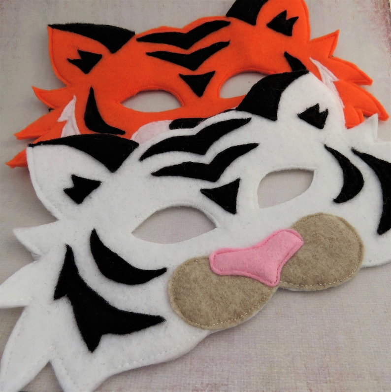 Felt Tiger Mask Orange Tiger Mask Cat Mask Tiger Costume Accessory Jungle Animal Animal Mask Kid Adult image 7