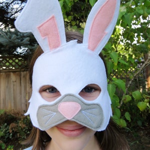 White Rabbit Mask Bunny Mask Woodland Animal Forest Animal Dress Up Easter Bunny Halloween image 1