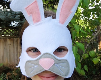 White Rabbit Mask - Bunny Mask - Woodland Animal - Forest Animal - Dress Up - Easter Bunny - Halloween
