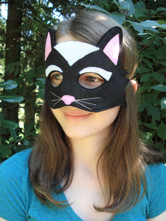 joyería La oficina cero Black Cat Mask Talla para niños - Etsy México