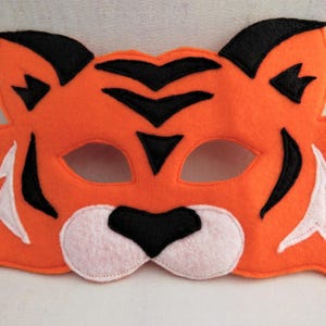 Felt Tiger Mask Orange Tiger Mask Cat Mask Tiger Costume Accessory Jungle Animal Animal Mask Kid Adult image 1