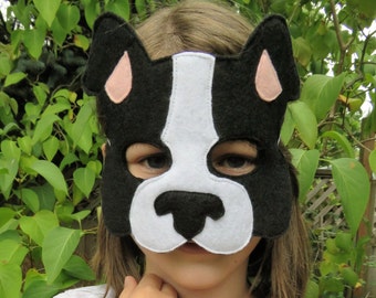 Dog Mask - Puppy Mask - Animal Mask - Felt Mask - Pretend Play - Dress Up - Boston Terrier