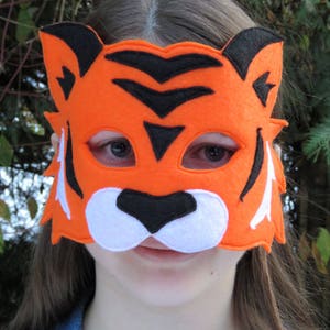 Felt Tiger Mask Orange Tiger Mask Cat Mask Tiger Costume Accessory Jungle Animal Animal Mask Kid Adult image 3