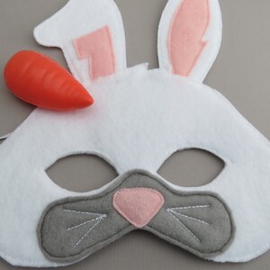 White Rabbit Mask Bunny Mask Woodland Animal Forest Animal Dress Up Easter Bunny Halloween image 4