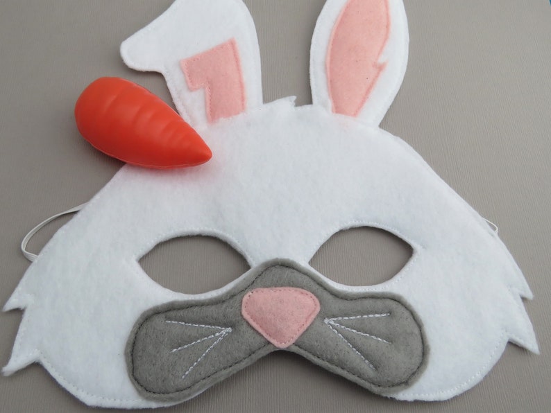 White Rabbit Mask Bunny Mask Woodland Animal Forest Animal Dress Up Easter Bunny Halloween image 4