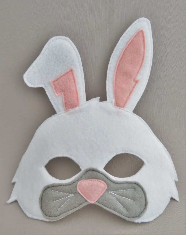 White Rabbit Mask Bunny Mask Woodland Animal Forest Animal Dress Up Easter Bunny Halloween image 5