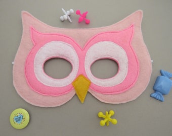 Owl Mask - Owl Mask for Girls - Pink Bird Mask - Animal Mask - Owl Costume - Woodland Photo Prop - Pretend Play - Kids Size