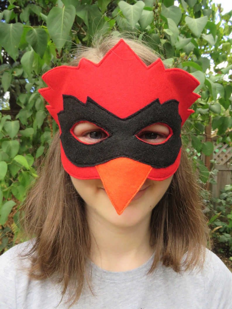 Felt Cardinal Mask Bird Mask Cardinal Costume Red Bird Etsy