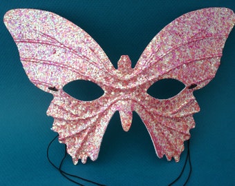Butterfly Mask - Masquerade Mask - Sweet 16 Party - Mardi Gras - Pink Glitter Mask - Prom - Butterfly Princess - Butterfly Costume - Adult