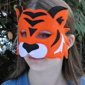Felt Tiger Mask Orange Tiger Mask Cat Mask Tiger Costume Accessory Jungle Animal Animal Mask Kid Adult image 4