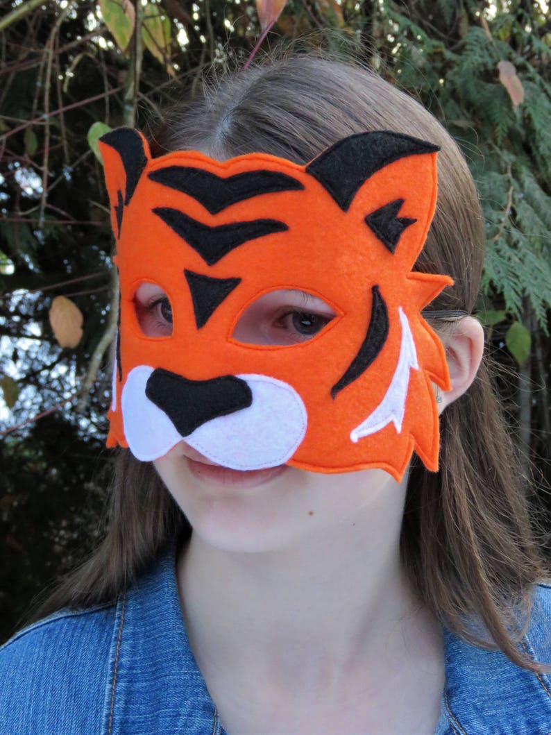 Felt Tiger Mask Orange Tiger Mask Cat Mask Tiger Costume Accessory Jungle Animal Animal Mask Kid Adult image 4