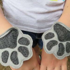 Paw Cuffs Animal Paw Prints Paw Wristbands Animal Mask Add On Dog Wolf Bear Child Size image 2