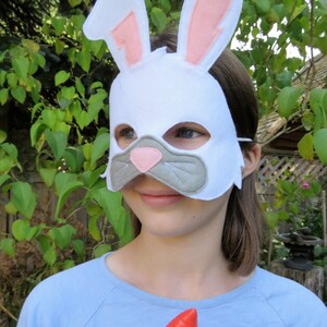 White Rabbit Mask Bunny Mask Woodland Animal Forest Animal Dress Up Easter Bunny Halloween image 3