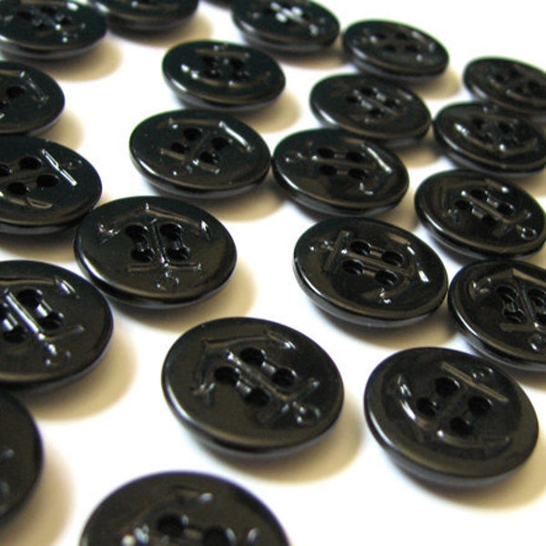 Black Anchor Buttons - 14 pieces